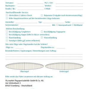 Service-Auftrag Gleitschirm-2 Jahres-Check